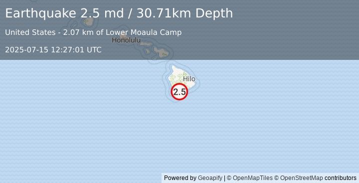 Earthquake 4 km SW of Pāhala, Hawaii (2.5 md) (2025-07-15 12:27:01 UTC)