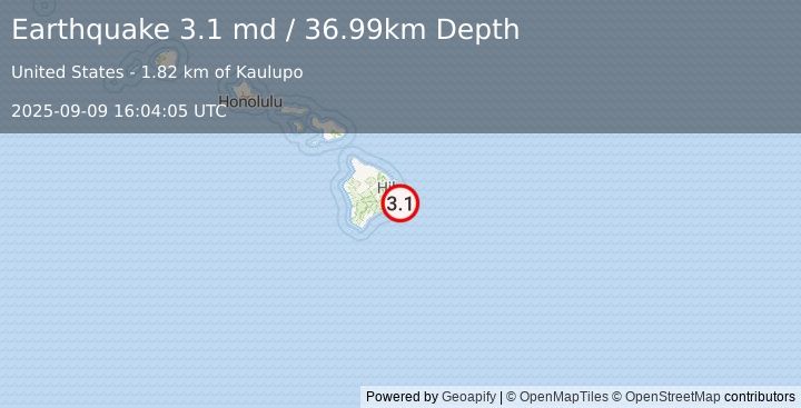 Earthquake 8 km SSE of Leilani Estates, Hawaii (3.1 md) (2025-09-09 16:04:05 UTC)