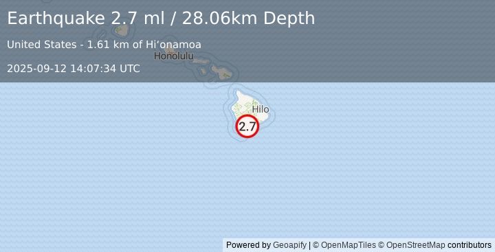 Earthquake 2 km SW of Pāhala, Hawaii (2.7 ml) (2025-09-12 14:07:34 UTC)