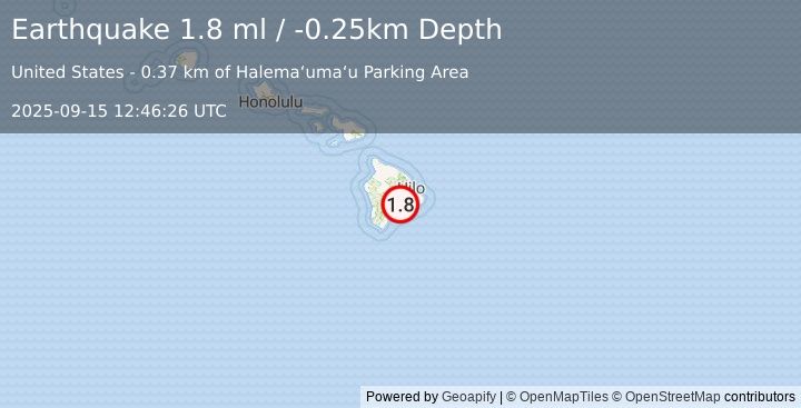 Earthquake 7 km SW of Volcano, Hawaii (1.8 ml) (2025-09-15 12:46:26 UTC)