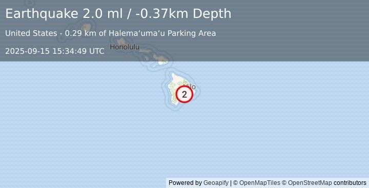 Earthquake 7 km SW of Volcano, Hawaii (2.0 ml) (2025-09-15 15:34:49 UTC)