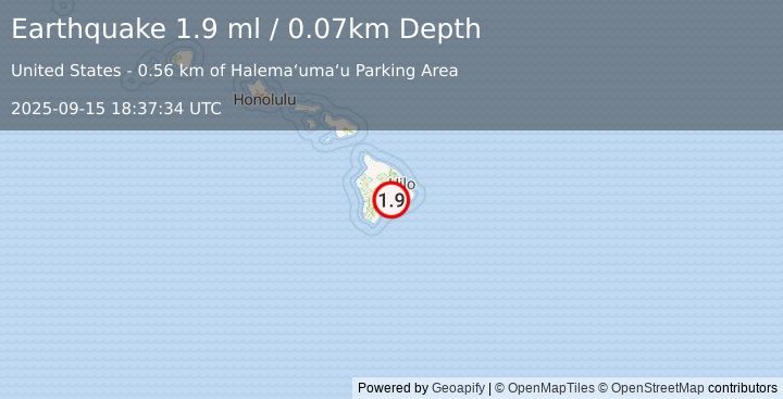 Earthquake 7 km SW of Volcano, Hawaii (1.9 ml) (2025-09-15 18:37:34 UTC)