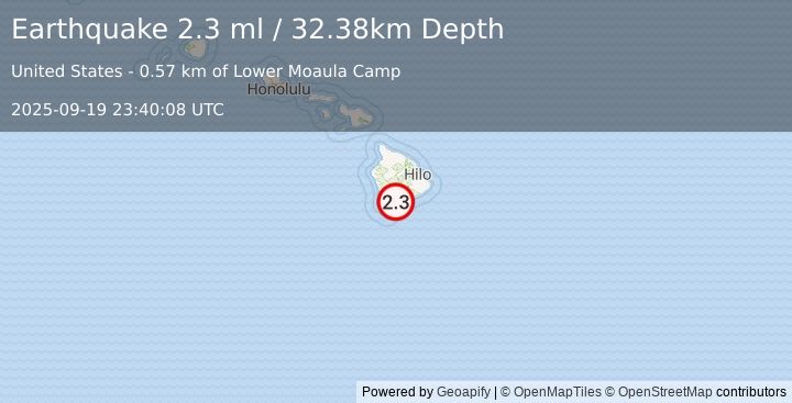 Earthquake 4 km WSW of Pāhala, Hawaii (2.3 ml) (2025-09-19 23:40:08 UTC)