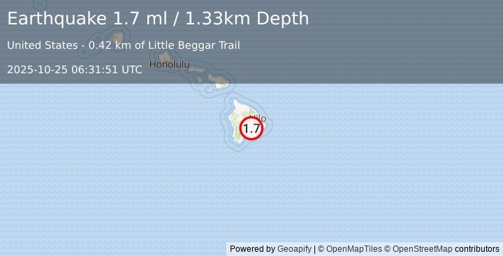 Earthquake 5 km SW of Volcano, Hawaii (1.7 ml) (2025-10-25 06:31:51 UTC)