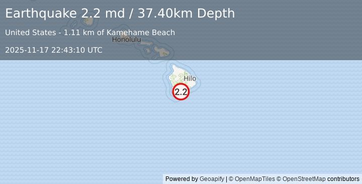 Earthquake 7 km S of Pāhala, Hawaii (2.2 md) (2025-11-17 22:43:10 UTC)
