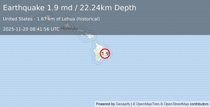 Earthquake 5 km SW of Mountain View, Hawaii (1.9 md) (2025-11-20 08:41:56 UTC)