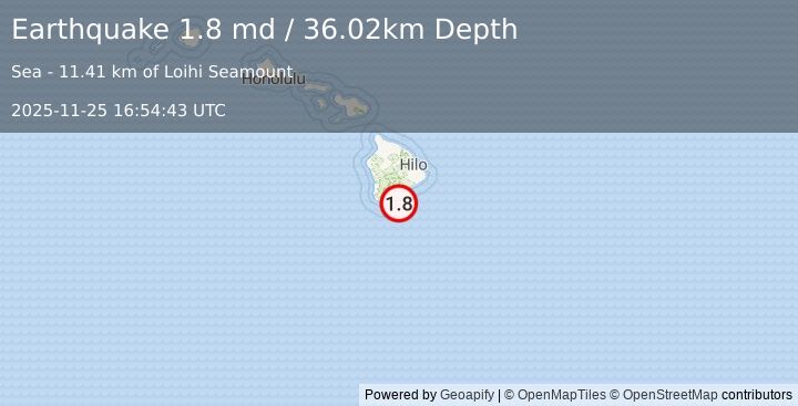 Earthquake 24 km ESE of Naalehu, Hawaii (1.8 md) (2025-11-25 16:54:43 UTC)