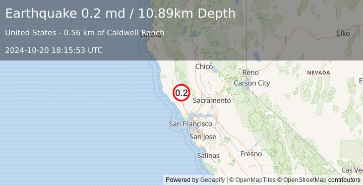 Earthquake 9 km WNW of Cobb, CA (0.2 md) (2024-10-20 18:15:53 UTC)