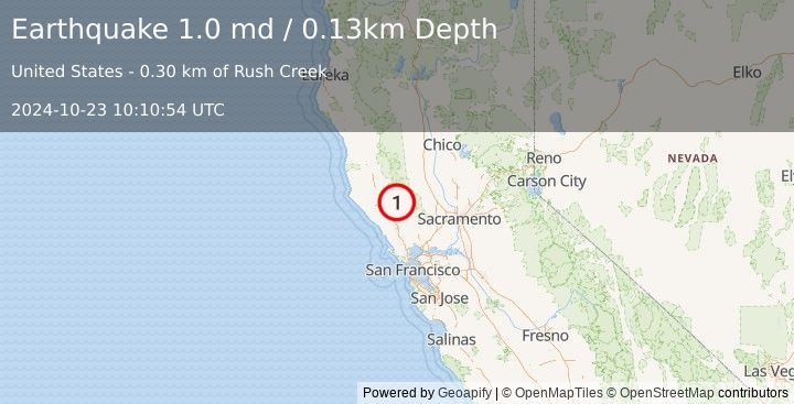 Earthquake 2 km NNW of Cobb, CA (1.0 md) (2024-10-23 10:10:54 UTC)