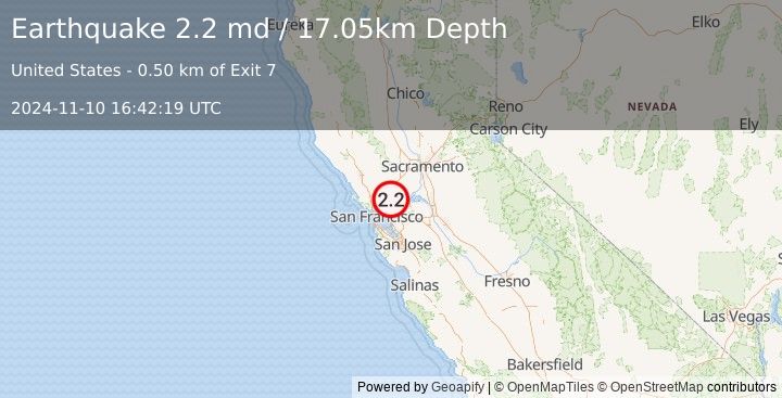 Earthquake 2 km E of Benicia, CA (2.2 md) (2024-11-10 16:42:19 UTC)