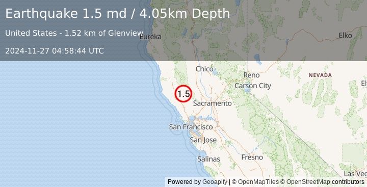 Earthquake 9 km N of Cobb, CA (1.5 md) (2024-11-27 04:58:44 UTC)