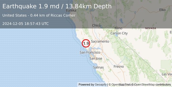 Earthquake 3 km ENE of Sebastopol, CA (1.9 md) (2024-12-05 18:57:43 UTC)