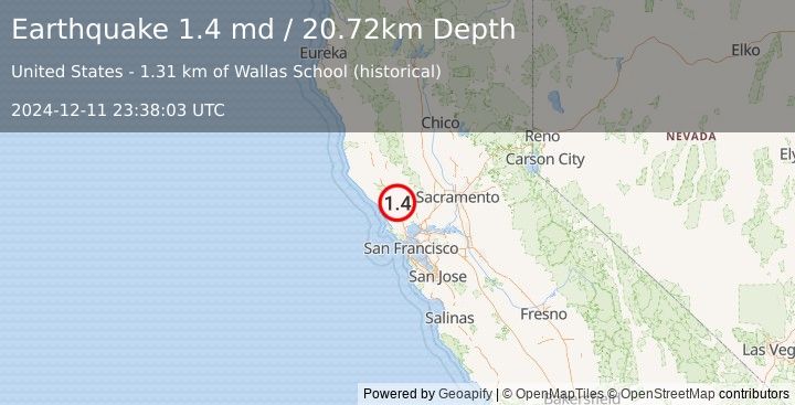 Earthquake 5 km NNE of Santa Rosa, CA (1.4 md) (2024-12-11 23:38:03 UTC)