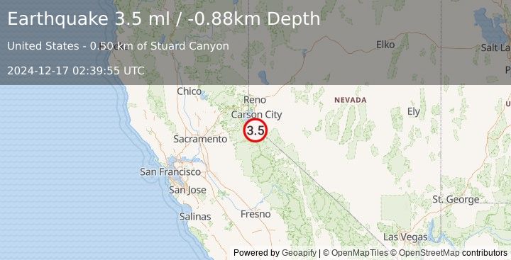 Earthquake 2 km ESE of Mesa Vista, CA (3.5 ml) (2024-12-17 02:39:55 UTC)