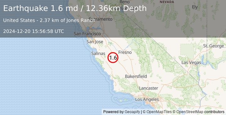 Earthquake 5 km ENE of New Idria, CA (1.6 md) (2024-12-20 15:56:58 UTC)