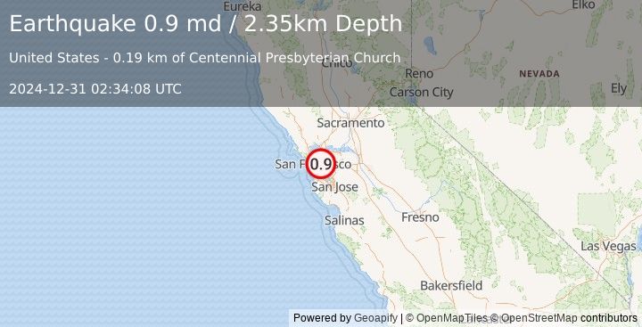 Earthquake 1 km SSW of Oakland, CA (0.9 md) (2024-12-31 02:34:08 UTC)