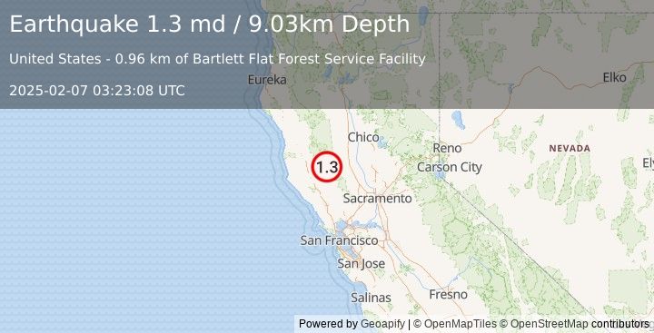 Earthquake 12 km ENE of Nice, CA (1.3 md) (2025-02-07 03:23:08 UTC)