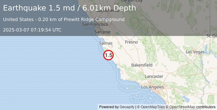 Earthquake 12 km SE of Lopez Point, CA (1.5 md) (2025-03-07 07:19:54 UTC)