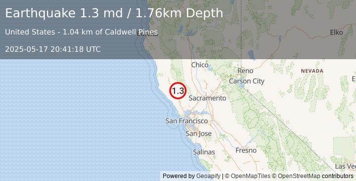 Earthquake 7 km WNW of Cobb, CA (1.3 md) (2025-05-17 20:41:18 UTC)