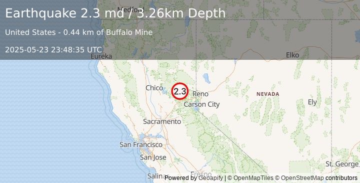 Earthquake 19 km SW of Whitehawk, CA (2.3 md) (2025-05-23 23:48:35 UTC)