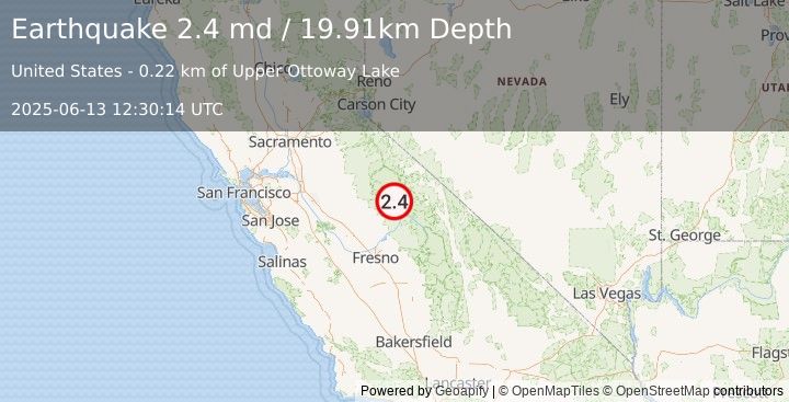 Earthquake 19 km SE of Yosemite Valley, CA (2.4 md) (2025-06-13 12:30:14 UTC)