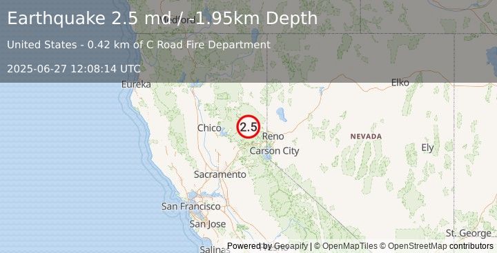 Earthquake 1 km WSW of C-Road, CA (2.5 md) (2025-06-27 12:08:14 UTC)