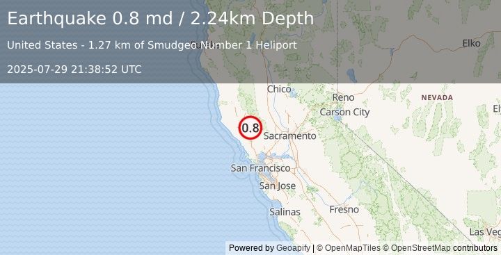 Earthquake 1 km E of The Geysers, CA (0.8 md) (2025-07-29 21:38:52 UTC)