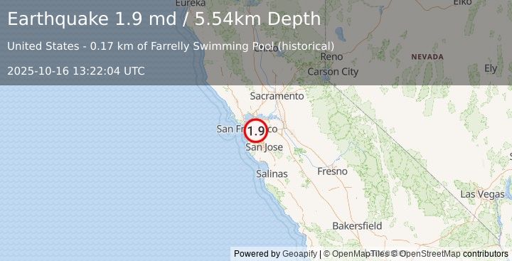 Earthquake 1 km NE of San Leandro, CA (1.9 md) (2025-10-16 13:22:04 UTC)