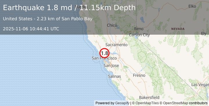 Earthquake 10 km ESE of Black Point-Green Point, CA (1.8 md) (2025-11-06 10:44:41 UTC)