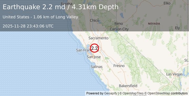 Earthquake 9 km W of Brentwood, CA (2.2 md) (2025-11-28 23:43:06 UTC)