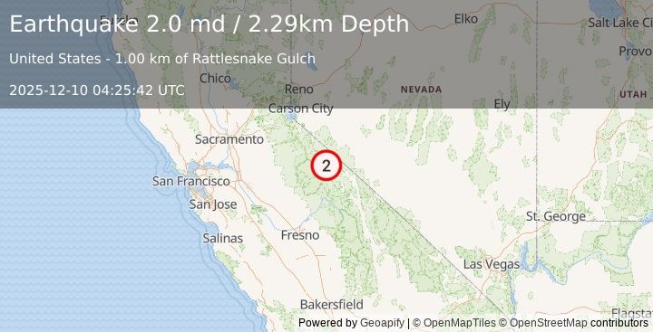 Earthquake 12 km N of Lee Vining, CA (2.0 md) (2025-12-10 04:25:42 UTC)