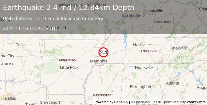 Earthquake 9 km W of Henning, Tennessee (2.4 md) (2024-11-16 12:49:43 UTC)