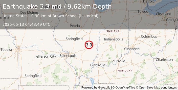 Earthquake 6 km SSW of Lerna, Illinois (3.3 md) (2025-05-13 04:43:49 UTC)