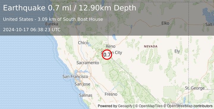 Earthquake 4 km ESE of Tahoma, California (0.7 ml) (2024-10-17 06:38:23 UTC)