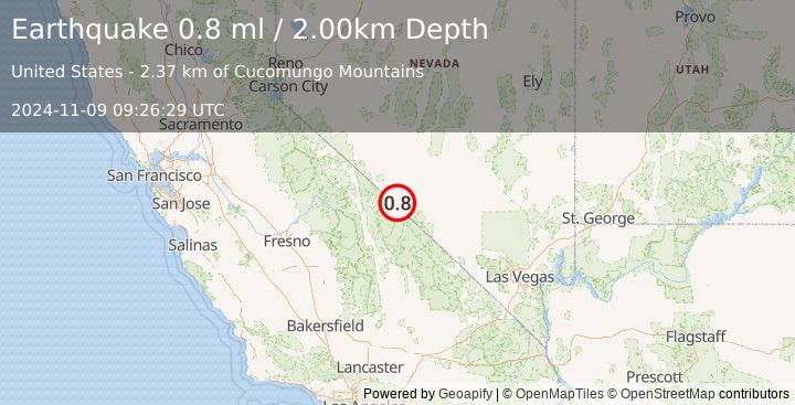 Earthquake 45 km S of Silver Peak, Nevada (0.8 ml) (2024-11-09 09:26:29 UTC)