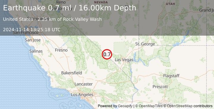 Earthquake 40 km E of Furnace Creek, California (0.7 ml) (2024-11-14 13:25:18 UTC)