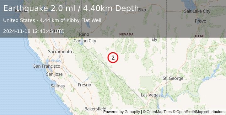 Earthquake 32 km ESE of Mina, Nevada (2.0 ml) (2024-11-18 12:43:45 UTC)