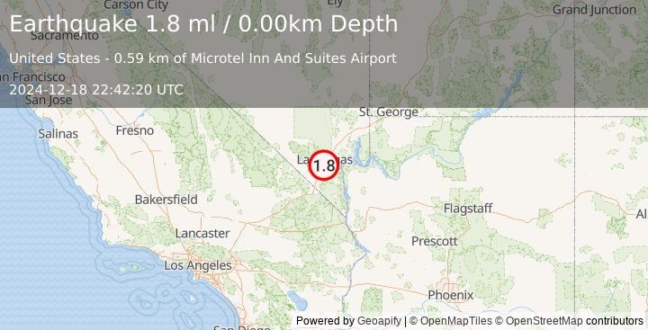 Earthquake 5 km SSW of Paradise, Nevada (1.8 ml) (2024-12-18 22:42:20 UTC)