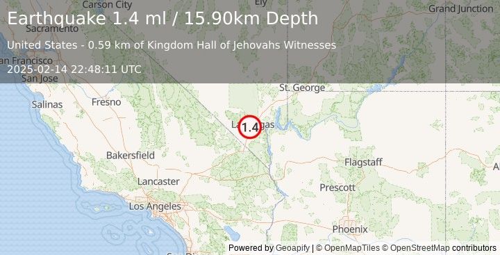 Earthquake 3 km SSE of Spring Valley, Nevada (1.4 ml) (2025-02-14 22:48:11 UTC)