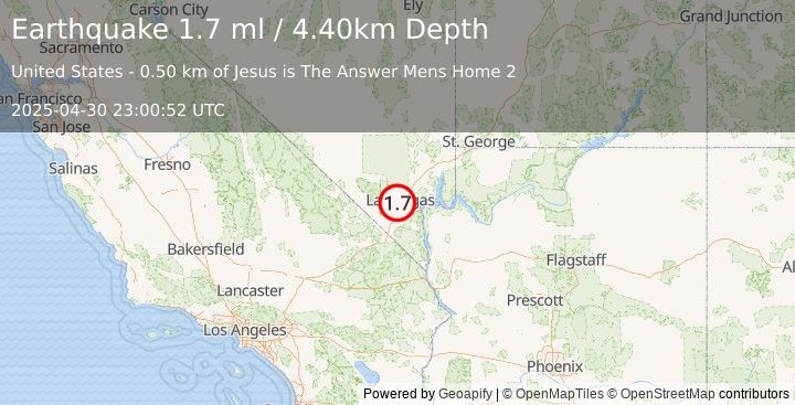 Earthquake 4 km ENE of Spring Valley, Nevada (1.7 ml) (2025-04-30 23:00:52 UTC)