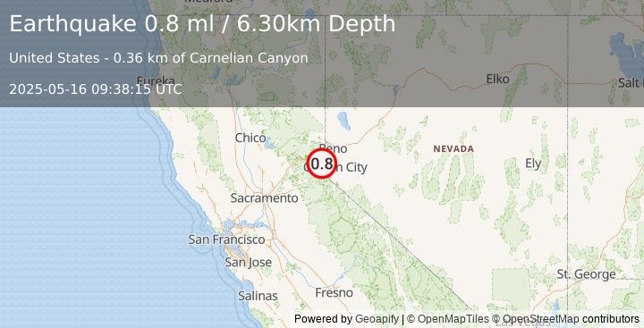 Earthquake 0 km SSE of Carnelian Bay, California (0.8 ml) (2025-05-16 09:38:15 UTC)