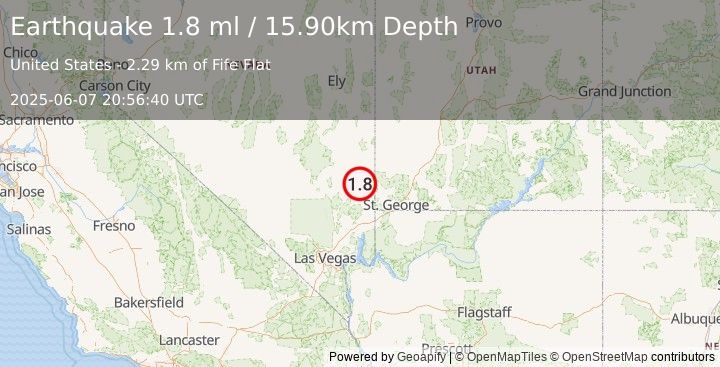 Earthquake 19 km SE of Caliente, Nevada (1.8 ml) (2025-06-07 20:56:40 UTC)