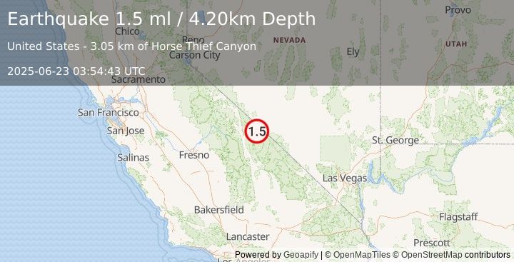 Earthquake 42 km ENE of Big Pine, California (1.5 ml) (2025-06-23 03:54:43 UTC)