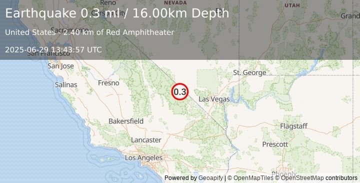Earthquake 18 km E of Furnace Creek, California (0.3 ml) (2025-06-29 13:43:57 UTC)