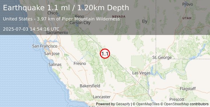 Earthquake 40 km ENE of Big Pine, California (1.1 ml) (2025-07-03 14:54:16 UTC)