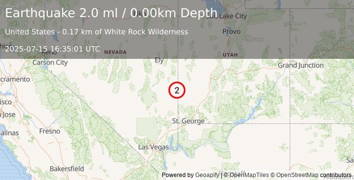 Earthquake 25 km NNE of Ursine, Nevada (2.0 ml) (2025-07-15 16:35:01 UTC)
