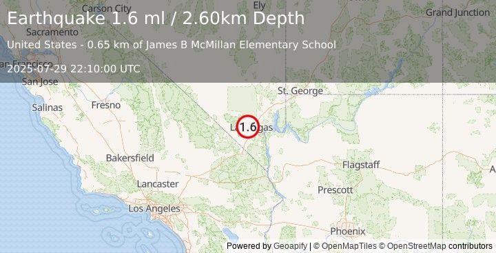 Earthquake 8 km N of Spring Valley, Nevada (1.6 ml) (2025-07-29 22:10:00 UTC)