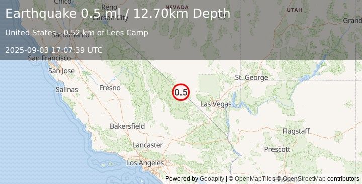 Earthquake 25 km ENE of Furnace Creek, California (0.2 ml) (2025-09-03 17:07:40 UTC)