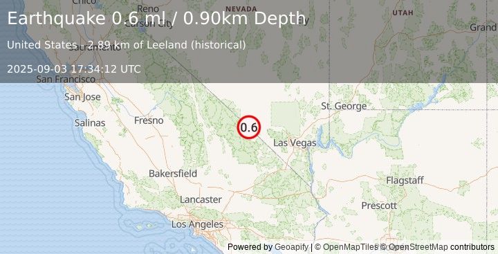 Earthquake 25 km ENE of Furnace Creek, California (0.5 ml) (2025-09-03 17:34:13 UTC)