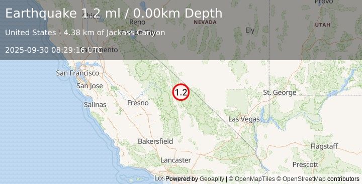 Earthquake 35 km E of Big Pine, California (1.2 ml) (2025-09-30 08:29:16 UTC)